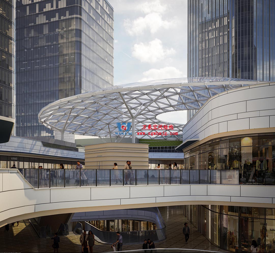 紹興華發金融活力城ETFE膜結構商業天幕工程